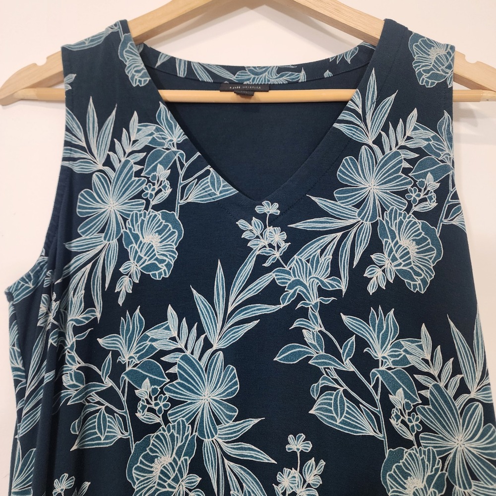 J. Jill Wearever Collection Maxi Dress Small Tall Blue Floral Sleeveless Stretch - Picture 5 of 13